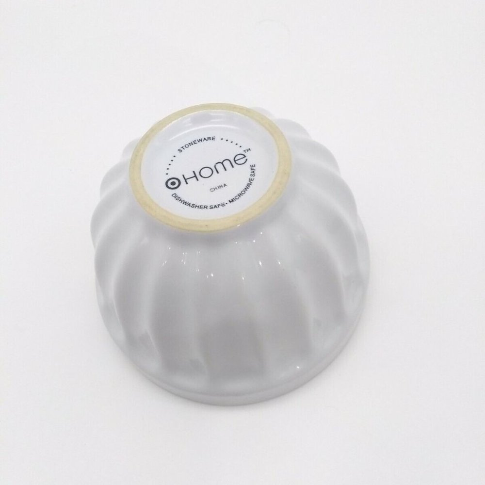 Essential Home Ivory Stoneware Ceramic Ribbed Patterned Appetizer Bowl 4 1/2" - Picture 4 of 6